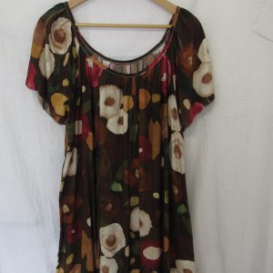 New Ladies Brown Floral Dress One Size fits sizes 18 20 22 NON RETURNABLE