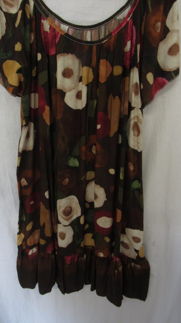 New Ladies Brown Floral Dress One Size fits sizes 18 20 22 - Image 4