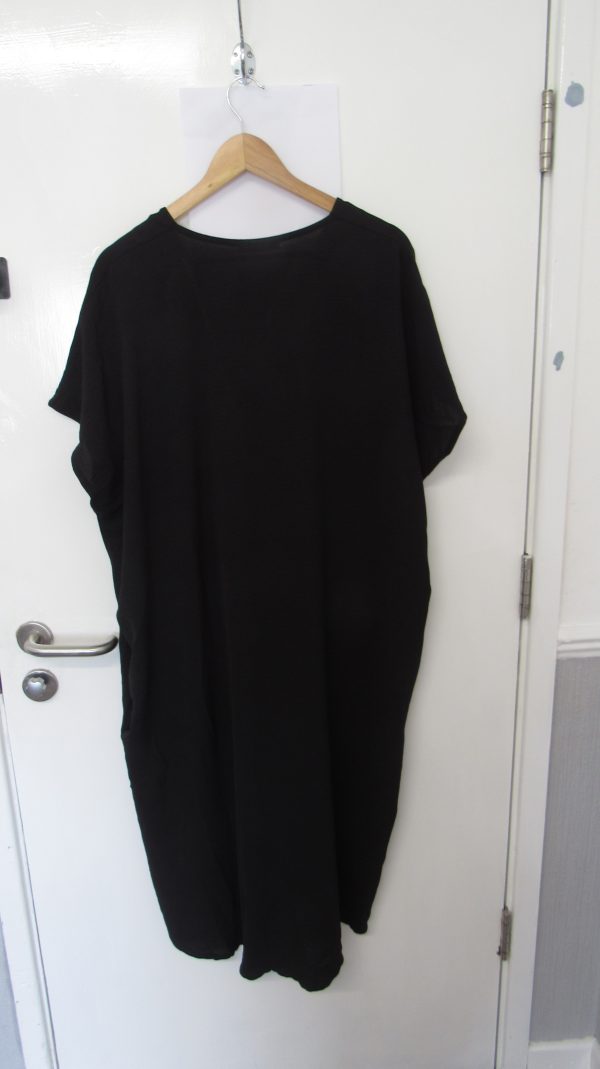 New Ladies V Neck Black Plain Pocket Dress One Size Fits sizes 18 20 22 - Image 6