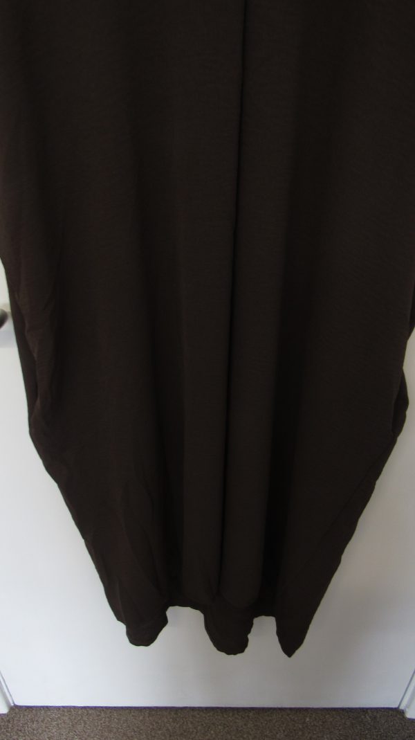 New Ladies V Neck Brown Plain Pocket Dress One Size Fits sizes 18 20 22 - Image 5