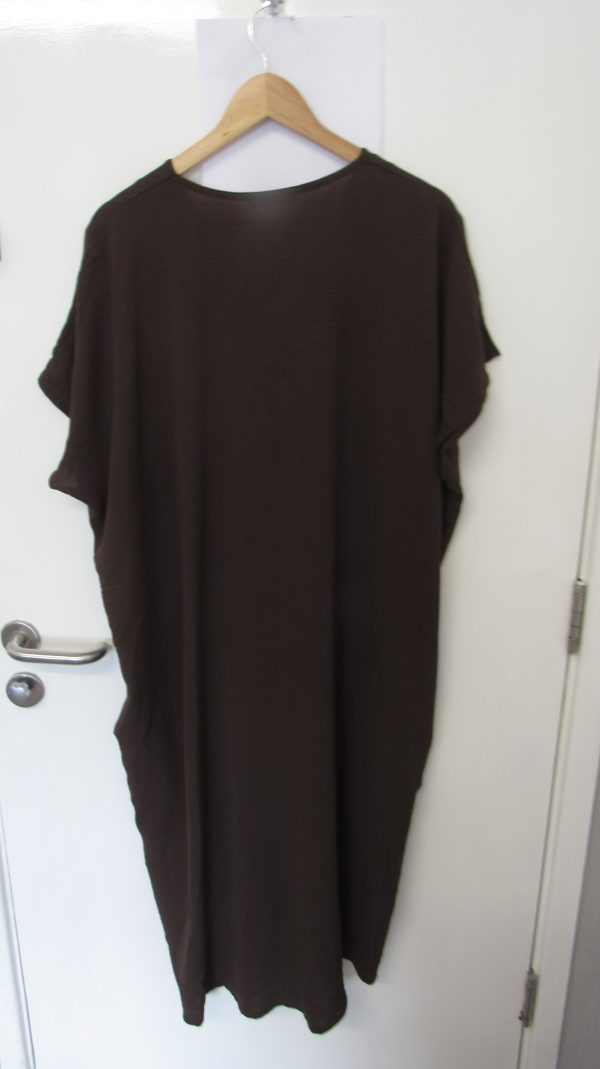 New Ladies V Neck Brown Plain Pocket Dress One Size Fits sizes 18 20 22 - Image 7