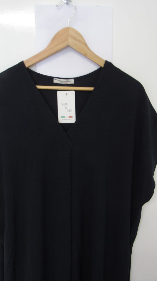 New Ladies V Neck Navy Blue Plain Pocket Dress One Size Fits sizes 18 20 22 - Image 3