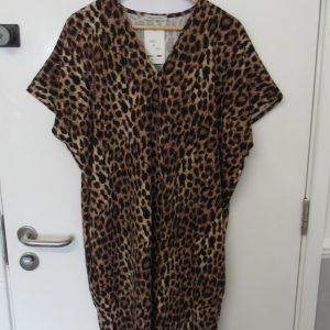 New Ladies V Neck Darker Brown Animal Print Dress One Size Fits sizes 18 20 22
