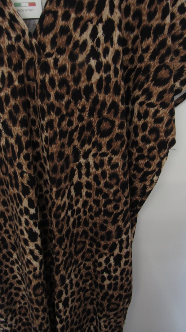 New Ladies V Neck Darker Brown Animal Print Dress One Size Fits sizes 18 20 22 - Image 4