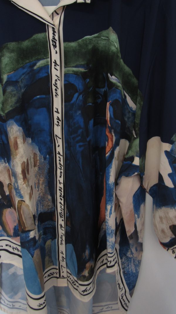 New Ladies Navy Blue Print High Low Shirt One Size fits sizes 18 20 22 - Image 4