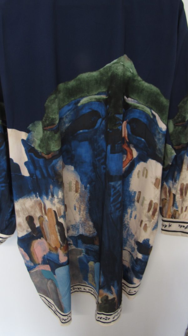 New Ladies Navy Blue Print High Low Shirt One Size fits sizes 18 20 22 - Image 9