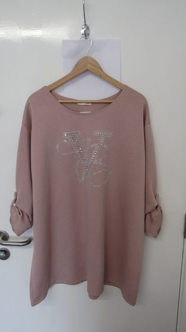 New Ladies Pale Pink Diamonte Detailing Top One Size fits sizes 18 20 22 - Image 2