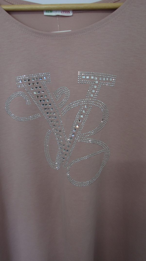 New Ladies Pale Pink Diamonte Detailing Top One Size fits sizes 18 20 22 - Image 3