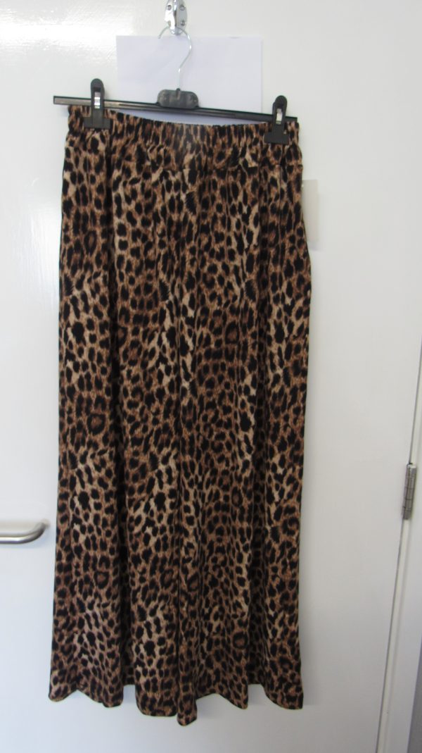 Dark Leopard Print Wide Leg Trousers One size will fit sizes 18 20 22