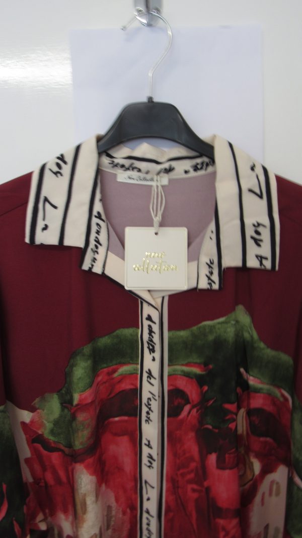 New Ladies Burgundy Print High Low Shirt One Size fits sizes 18 20 22 - Image 3