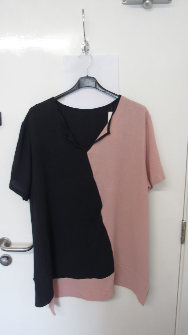 Navy and Pink V Neck Top One Size fits sizes 18 20 22