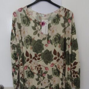 New Ladies Beige Floral Lightweight Jumper One Size fits sizes 16 18 20 22