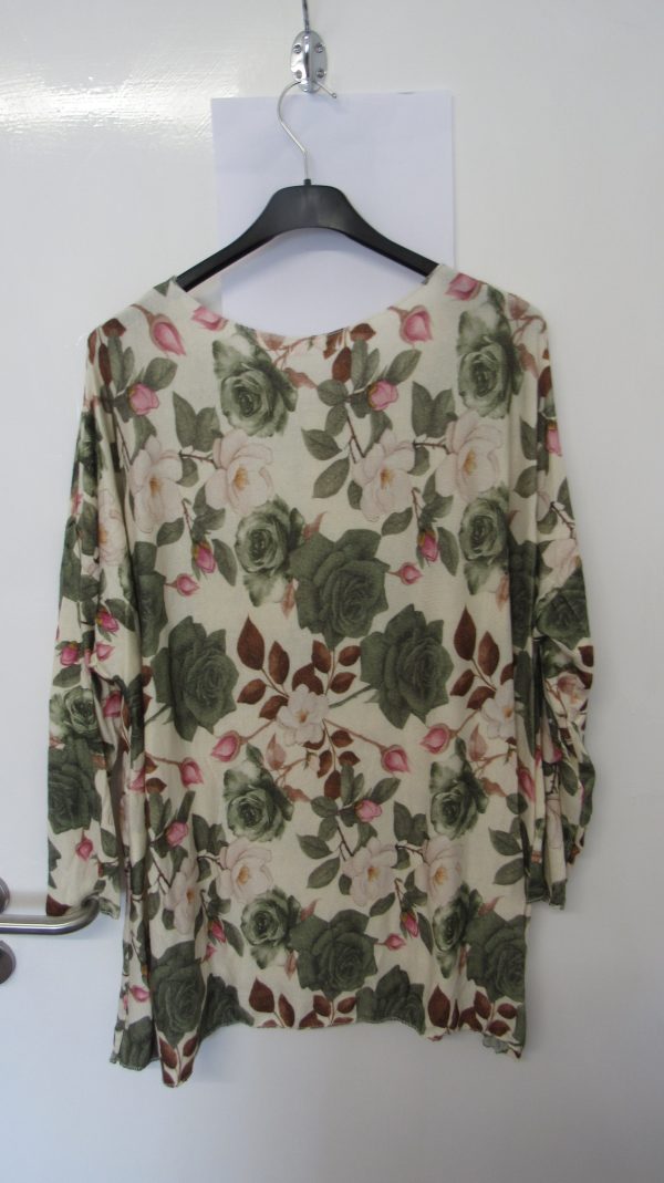 New Ladies Beige Floral Lightweight Jumper One Size fits sizes 16 18 20 22 - Image 4