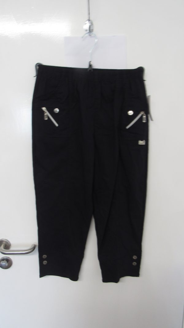 Cherry Berry Navy Blue 3/4 length stretchy trousers Size T3 UK 12 - Image 2