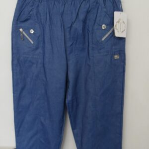 Cherry Berry Denim Blue 3/4 length stretchy trousers Size T3 UK 12 NON RETURNABLE