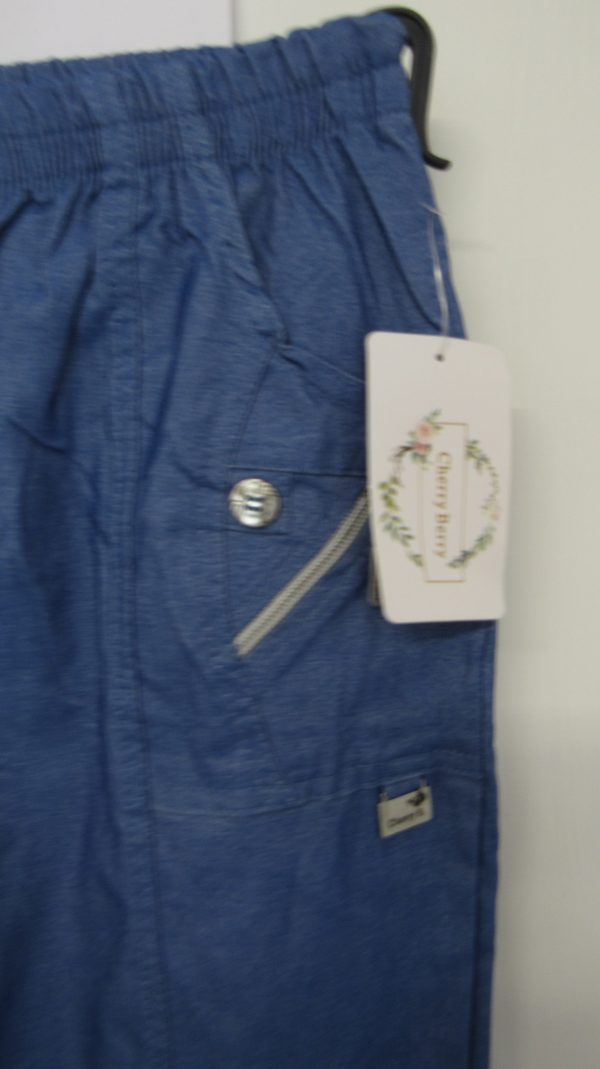 Cherry Berry Denim Blue 3/4 length stretchy trousers Size T3 UK 12 NON RETURNABLE - Image 3