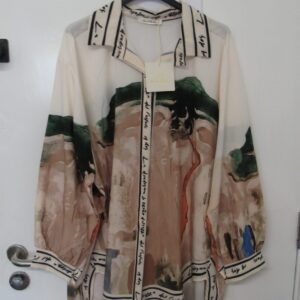 New Ladies White Print High Low Shirt One Size fits sizes 18 20 22