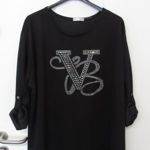 New Ladies Black Diamante Detailing Top One Size fits sizes 18 20 22