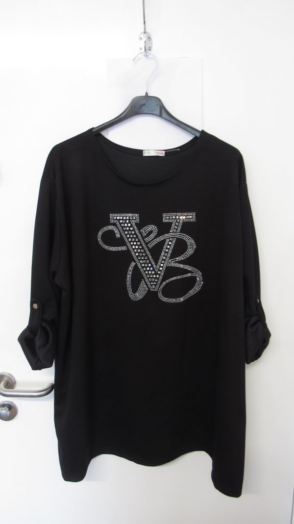 New Ladies Black Diamante Detailing Top One Size fits sizes 18 20 22