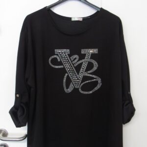 New Ladies Black Diamante Detailing Top One Size fits sizes 18 20 22