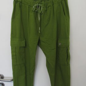 NEW Ladies Lime Stretchy Crinkle CARGO Magic Trousers One Size Fits 16 18 20 22 Size 2