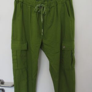 NEW Ladies Lime Stretchy Crinkle CARGO Magic Trousers One Size Fits 16 18 20 22 Size 2
