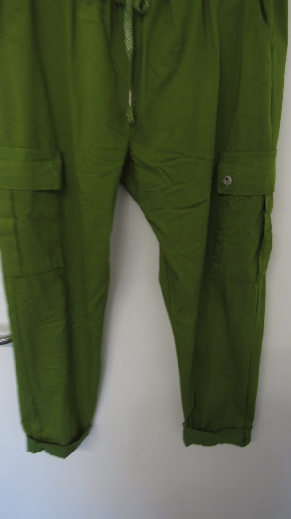 NEW Ladies Lime Stretchy Crinkle CARGO Magic Trousers One Size Fits 16 18 20 22 Size 2 - Image 4