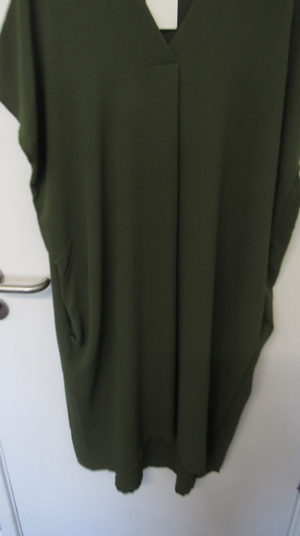 New Ladies V Neck Khaki Plain Pocket Dress One Size Fits sizes 18 20 22 - Image 4
