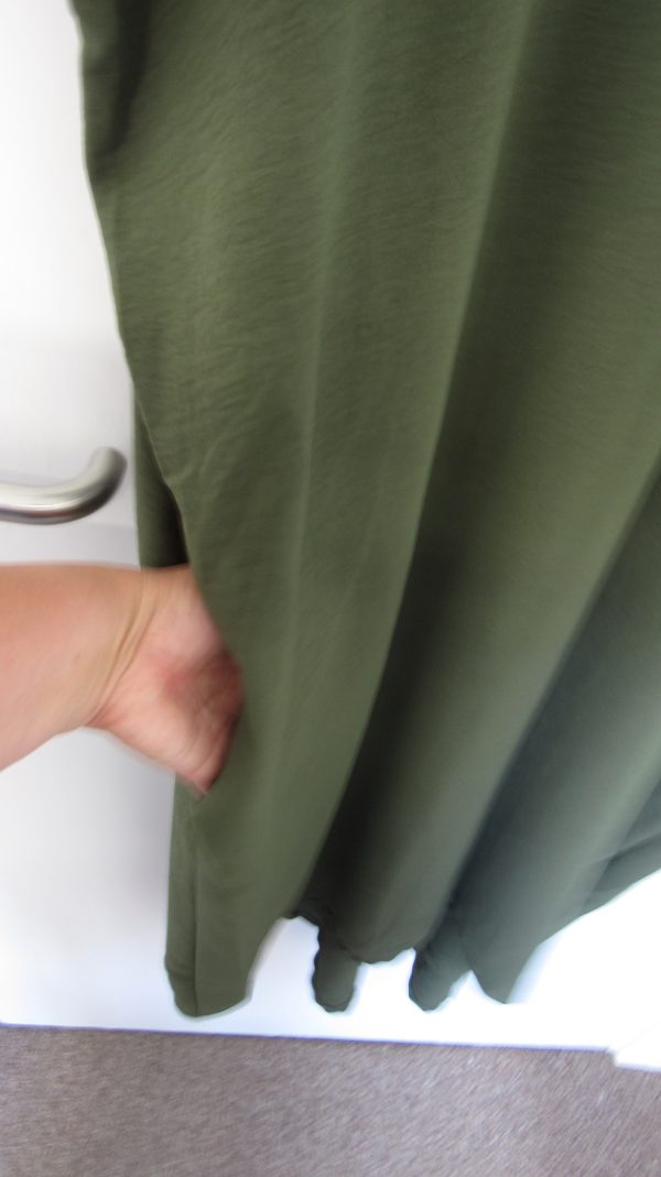New Ladies V Neck Khaki Plain Pocket Dress One Size Fits sizes 18 20 22 - Image 5