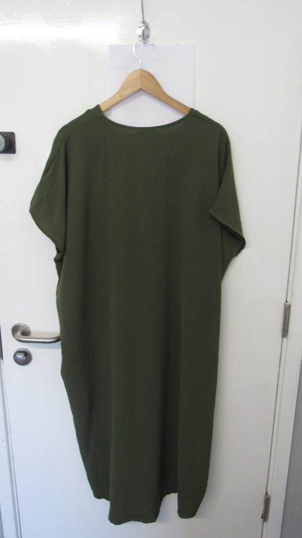 New Ladies V Neck Khaki Plain Pocket Dress One Size Fits sizes 18 20 22 - Image 7