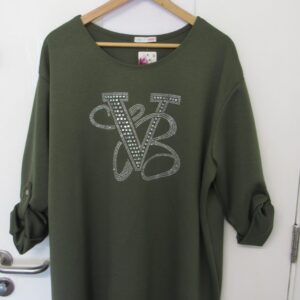 New Ladies Khaki Diamante Detailing Top One Size fits sizes 18 20 22