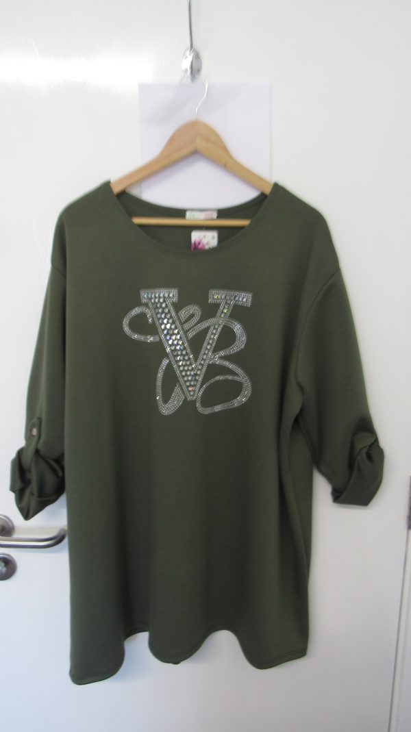 New Ladies Khaki Diamante Detailing Top One Size fits sizes 18 20 22 - Image 2
