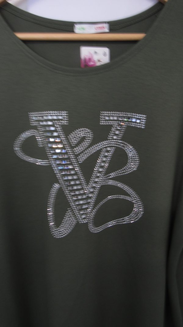 New Ladies Khaki Diamante Detailing Top One Size fits sizes 18 20 22 - Image 3