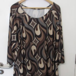 New Ladies Brown Stripe Print Stretchy Tunic Top One Size fits sizes 18 20 22 24
