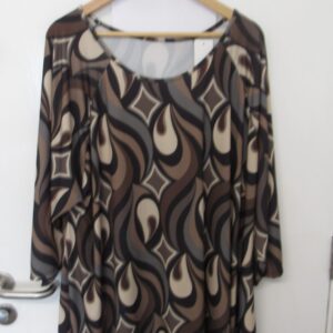 New Ladies Brown Stripe Print Stretchy Tunic Top One Size fits sizes 18 20 22 24