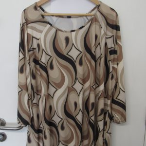 New Ladies Beige Stripe Print Stretchy Tunic Top One Size fits sizes 18 20 22 24