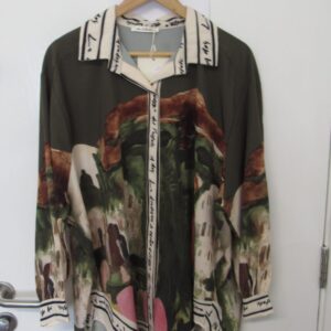 New Ladies Khaki Print High Low Shirt One Size fits sizes 18 20 22