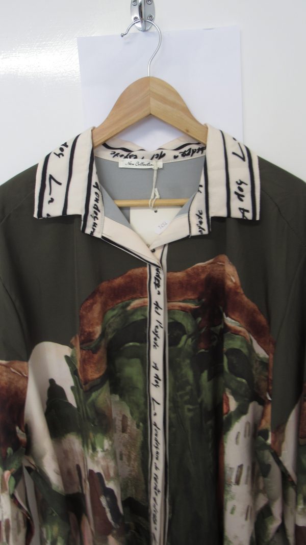 New Ladies Khaki Print High Low Shirt One Size fits sizes 18 20 22 - Image 3