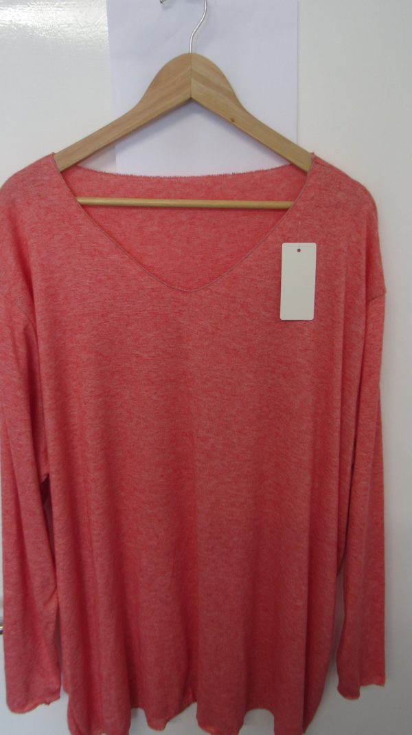 New Coral V Neck Lightweight Jumper One Size fits sizes 18 20 22 - Image 3