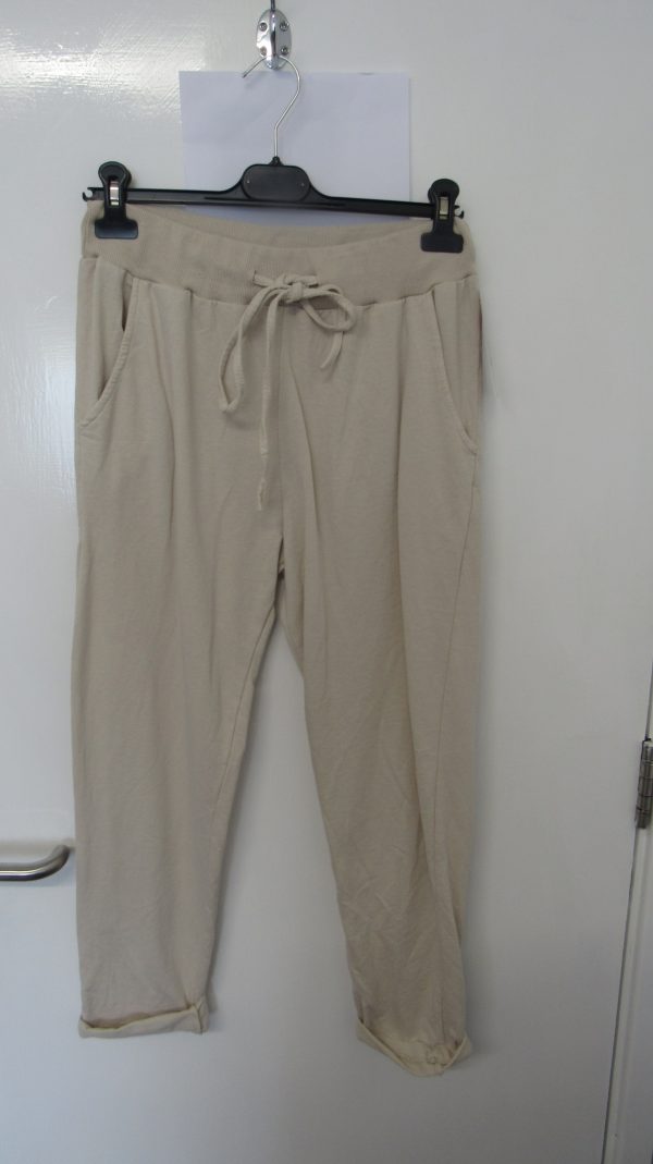New Ladies Plain Joggers Beige One Size fits sizes 10 12 14 16 Size 1 - Image 2