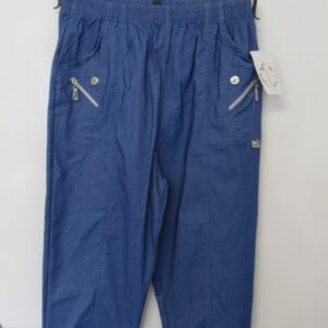 Cherry Berry Denim Blue 3/4 length stretchy trousers Size T4 UK 14
