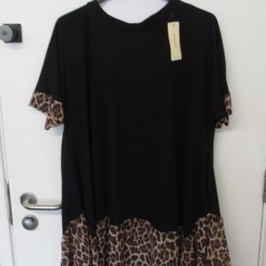 New Black with Animal Print Trim Tunic Top One Size fits sizes 18 20 22