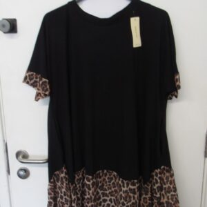 New Black with Animal Print Trim Tunic Top One Size fits sizes 18 20 22