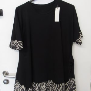 New Black with Zebra Print Trim Tunic Top One Size fits sizes 18 20 22