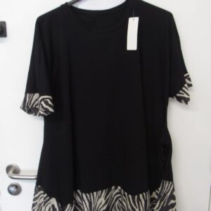 New Black with Zebra Print Trim Tunic Top One Size fits sizes 18 20 22