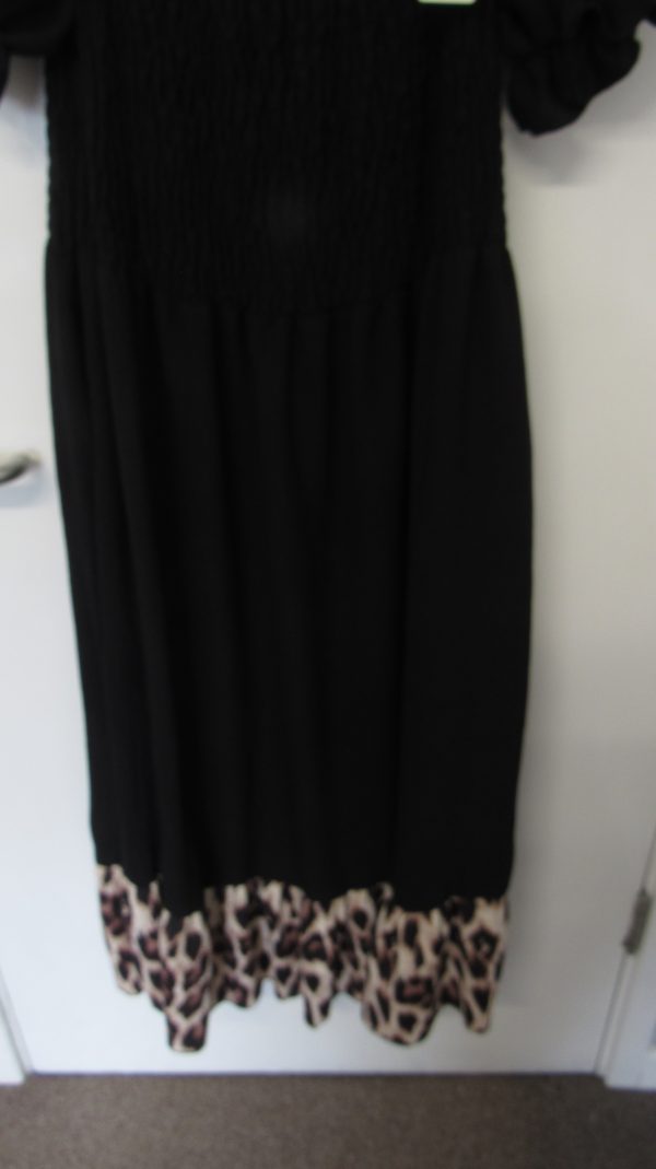 New Black Animal Print Dress Full Length One Size fits sizes 16 18 20 22 - Image 2