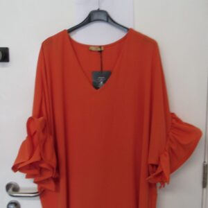 New Ladies Orange Frill Arm Tunic Plus Size Top One Size fits sizes 18 20 22 24