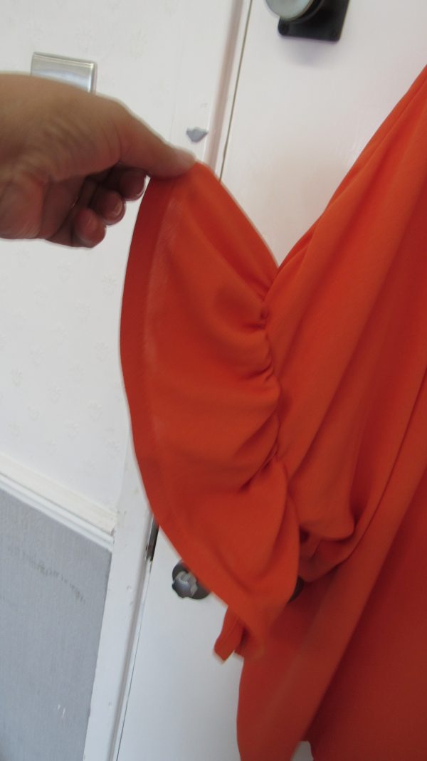 New Ladies Orange Frill Arm Tunic Plus Size Top One Size fits sizes 18 20 22 24 - Image 3