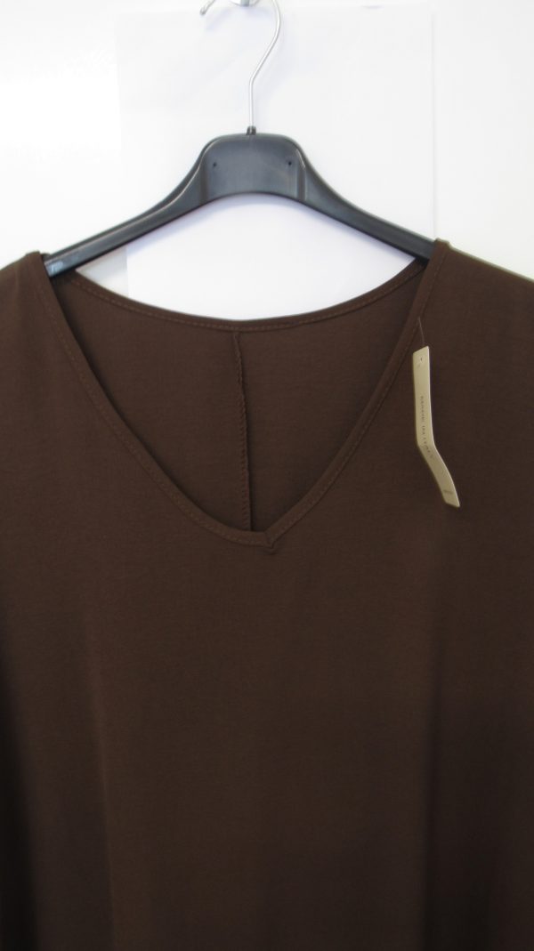 New Ladies Brown Frill Arm Pocket Tunic Top One Size fits sizes 18 20 22 - Image 3
