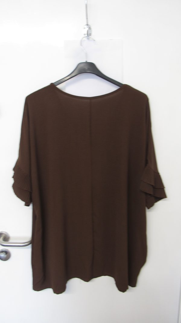 New Ladies Brown Frill Arm Pocket Tunic Top One Size fits sizes 18 20 22 - Image 5